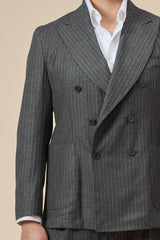 Double Breast Grey Pinstripe Suit