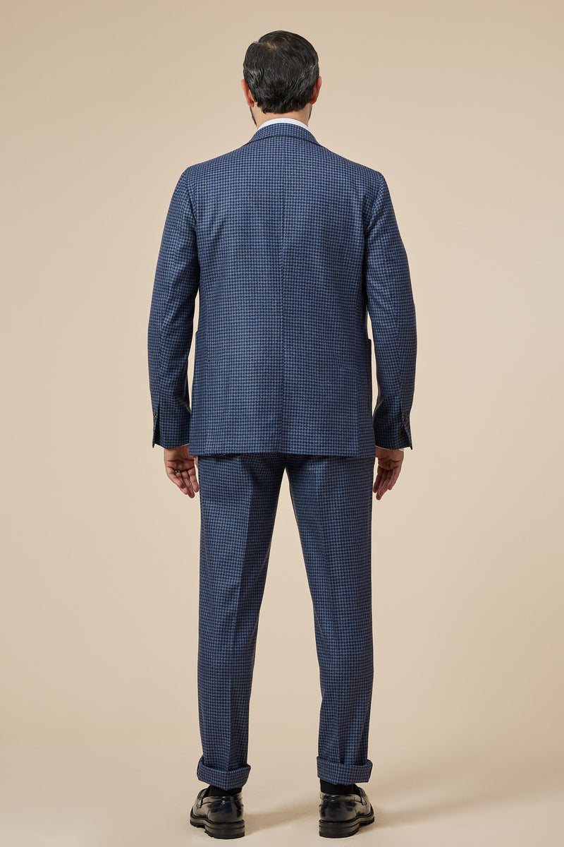 Houndstooth Cashmere Two Button Suit Navy