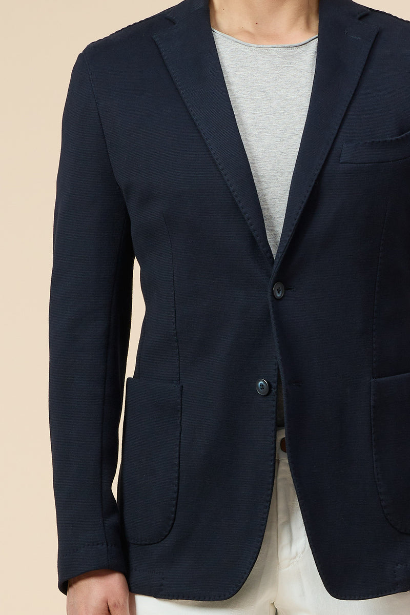 Single Breast Navy Thick Cotton Jacket