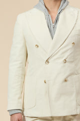 Winter White Corduroy Double Breast Suit