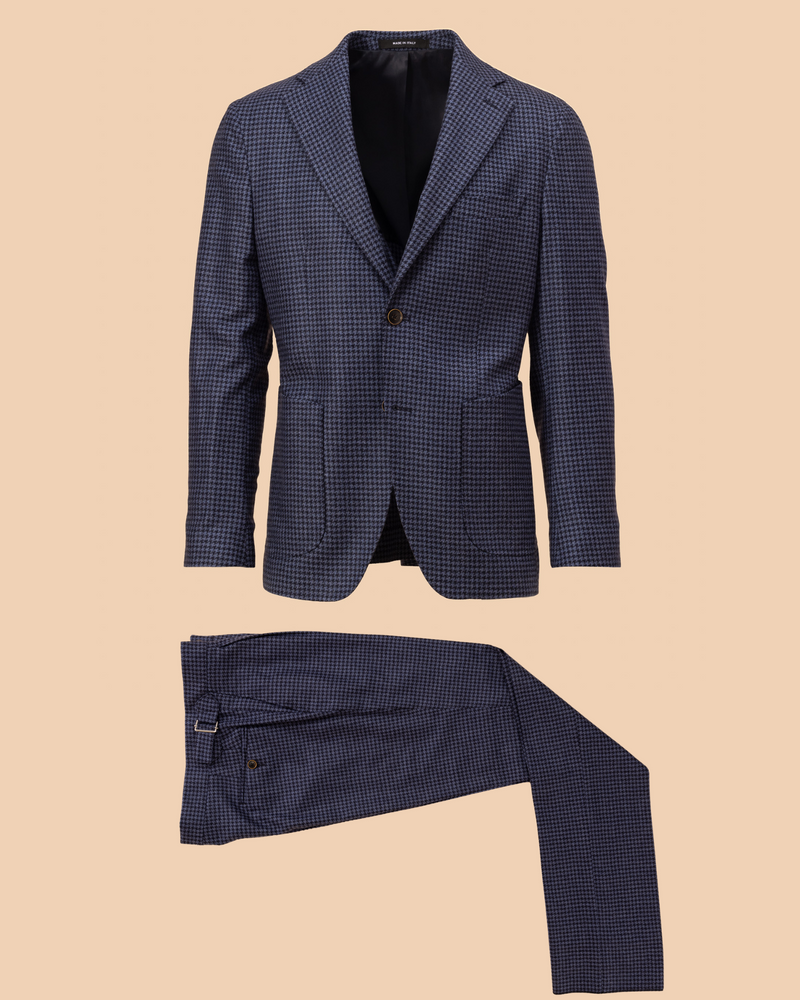 Houndstooth Cashmere Two Button Suit Navy