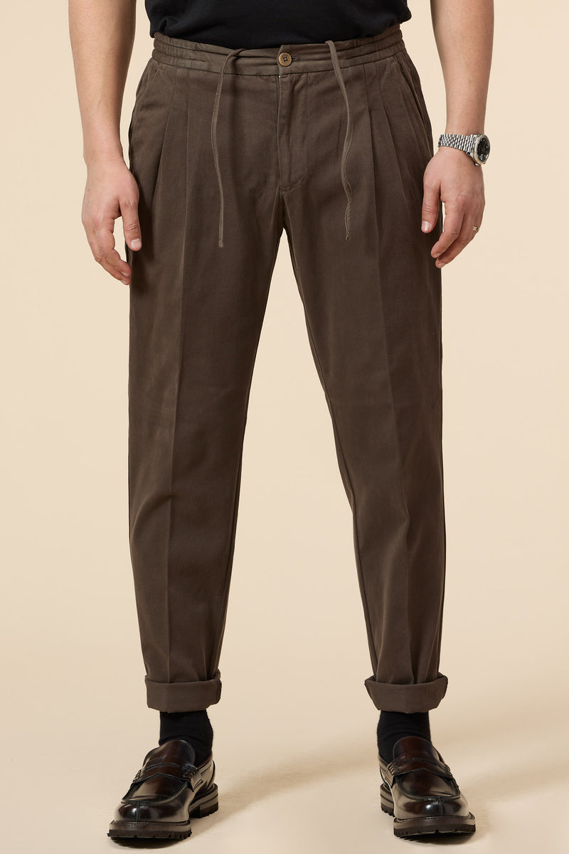 Positano Cotton Drawstring Trouser Brown