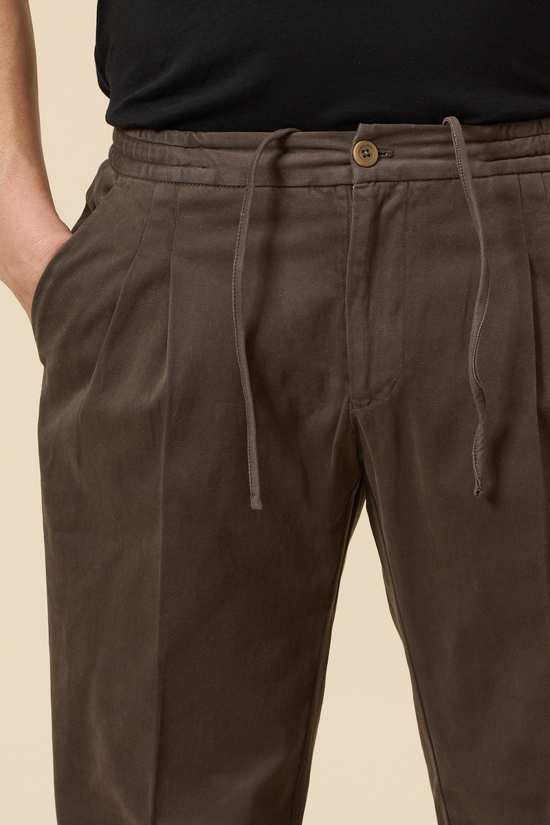 Positano Cotton Drawstring Trouser Brown