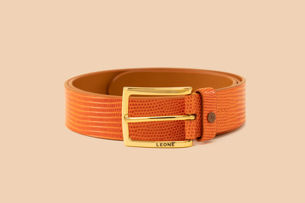 Orange Reptile Stamped Gold Buckle